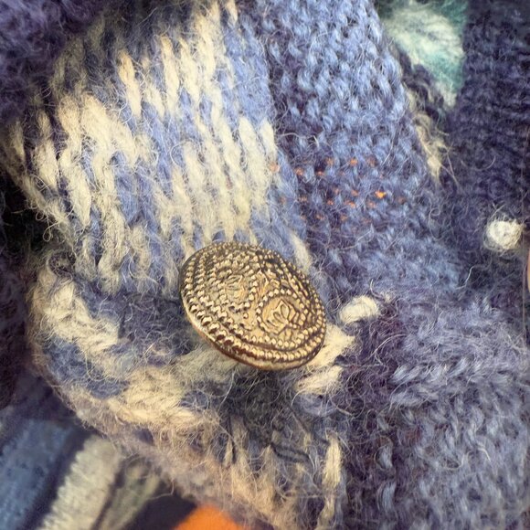 Women BP Nordstrom Shetland Wool Striped Button Up Cardigan Sweater Blue Medium - Picture 6 of 6